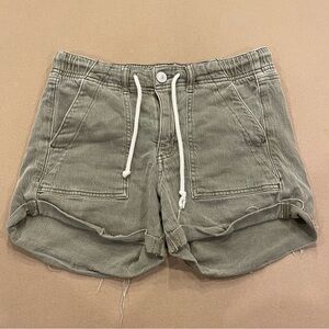 American Eagle Women’s Elastic Waist Drawstring Denim Shorts Army Green Size 4